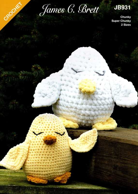 Crochet Pattern - James C Brett JB931 - Flutterby Chunky & Super Chunky - Egbert & Chuckles